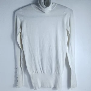 ZARA KNIT WOMEN'S OFF WHITE LONG SLEEVE PEARL BUTTON SLEEVES TOP SIZE S - Picture 1 of 6