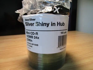 (76) Spin-X 24x Mini CD-R Blank Media 22Min 193MB Silver Shiny in Hub - Picture 1 of 2