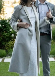 Joseph Mantel Jacke 38 Small hellgrau Wolle Kerbe Dina weich Midi Frühling 1045 $ - Bild 1 von 20