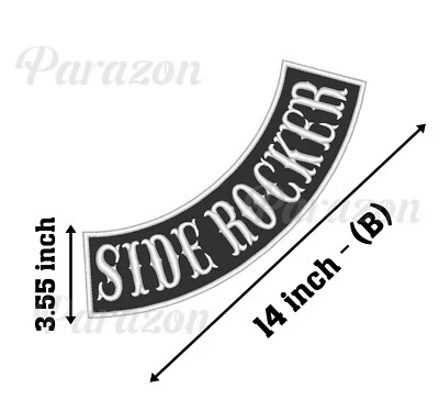 Custom Embroidered 14" Side Rocker Vest Patch Motorcycle Biker Sew on Patch (B) - Image 1 of 4