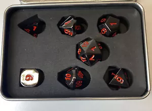 7Pcs Metal Dice Set Zinc Alloy DND Polyhedral Role Playing Game Black Red Number - Picture 1 of 6