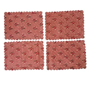 April Cornell Farmhouse Shabby Chic Checked Floral Placemat Set Of 4 - Picture 1 of 3