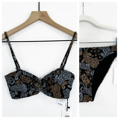 Faithful The Brand Swimsuit Womens 4* Black Paisley 2 Piece Bikini Boho Swim NEW - Image 1 of 4