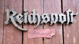 Extrem seltenes und originales Postschild der "Reichspost", in Messingguss!! - Bild 1 von 7