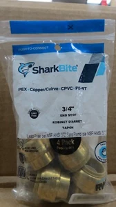 SHARKBITE U518LFA4 3/4" END STOP PUSH TO CONNECT LEAD FREE FITTING PACK OF 4 NEW - Picture 1 of 4