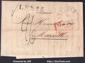 BELGIQUE MARQUE POSTALE POUR MARSEILLE LPB2R + CAD VERVIERS DU 02/04/1835 - Picture 1 of 2