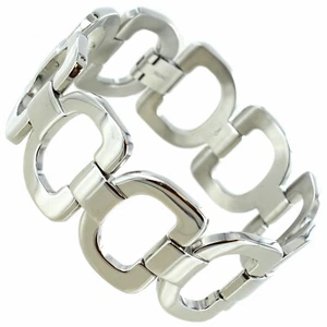 Rochet Roma Brushed Stainless Steel Large Link Mens Adjustable Wide Bracelet - Picture 1 of 4