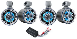 (4) Rockville 5,25" LED schwarz Turm-Lautsprecher + PS40 Bluetooth Verstärker für ATV/UTV/RZR - Bild 1 von 12