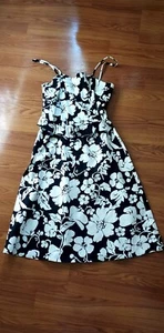 NW0T B Smart Cotton Blend Sundress Women's Size 10 Black White Zipper Sleeveless - Picture 1 of 9