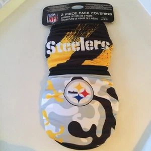NFL 2 PIECE FACE COVERING MASKS BY FOCO PITTSBURGH STEELERS YOUTH OS NWT - Picture 1 of 5