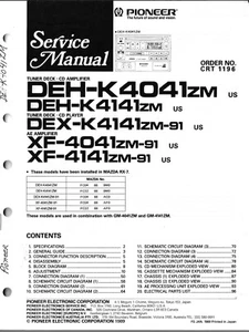 Pioneer DEH-K4041zm, DEH-K4141zm TUNERDECK, CD AMP, SERVICEHANDBUCH ORIGINAL - Bild 1 von 1