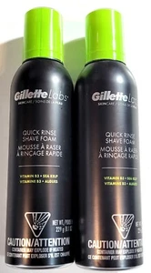 2 Cans Gillette Labs Men’s Quick Rinse Shave Foam Vitamin B3 & Sea Kelp  ~ 8.1oz - Picture 1 of 3