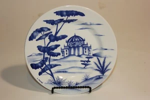 L. Mauri Hand Crafted in Italy Deko Teller weiß & blau Schloss Keramik - Bild 1 von 5