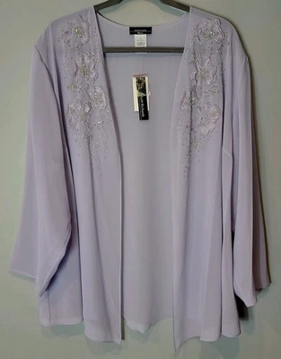Vintage Beaded Sheer Purple Cover-Up Jacket Womens Size 32 Fairy Evening Flowy - Image 1 of 4