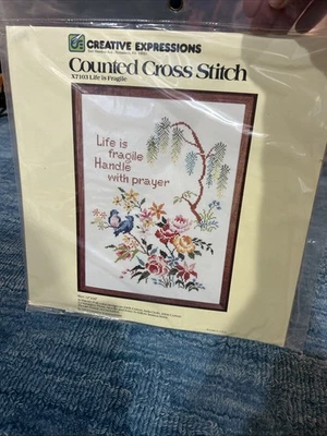 Vintage Creative Expressions 12” x 16” Cross Stitch Kit X7103 Life Is Fragile - Image 1 of 3