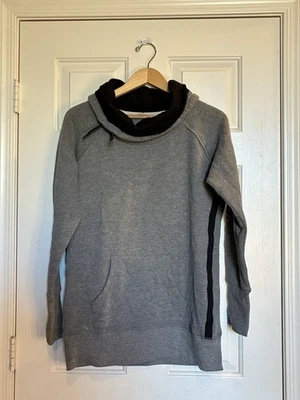 Calvin Klein Performance Sweater Pullover Women L Cowl Neck Gray Logo Thumbholes - Image 1 of 4