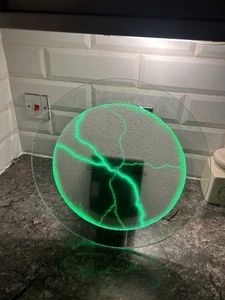Luminglas 16” Glass Plasma Disc Lamp DJ Party Retro Lighting Crackle Green - Picture 1 of 23