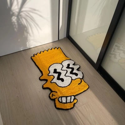 Trippy Bart Hand Tufted Woolen Handmade Area Rug Carpet for Home Livingroom - Image 1 of 4