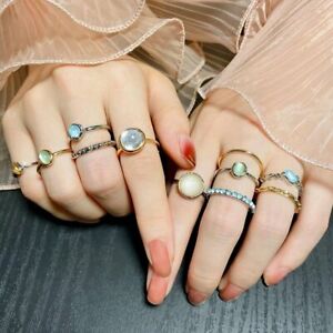 8Pcs/Sets Geometric Boho Colorful Stone Rings Finger Knuckle Jewelry Women Gift