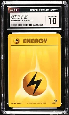 CGC 10 GEM MINT Lightning Energy 109/111 Neo Genesis 2000 Pokemon Card - Image 1 of 2