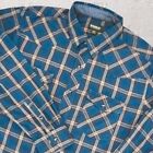 Outdoor Life Blue Western Plaid Button Up Long Sleeve Pearl Snap Buttons Size XL