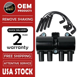 Ignition Coil + Spark Plug Wires For Chevrolet Aveo Pontiac Suzuki Daewoo UF503 - Picture 1 of 10