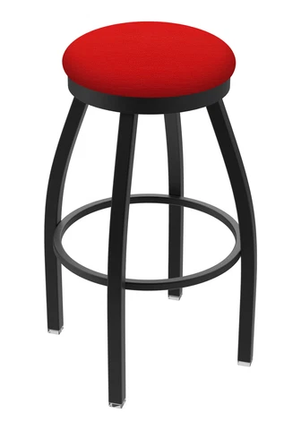 802 Misha 30 Swivel Bar Stool With Black Wrinkle Finish And Canter Red Seat Cover