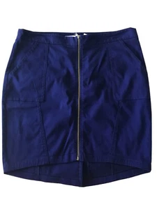 Trina Turk Sz 12 High/Low Front-Zip Crisp Cotton Purple Mini-Skirt NWT MSRP $156 - Picture 1 of 11