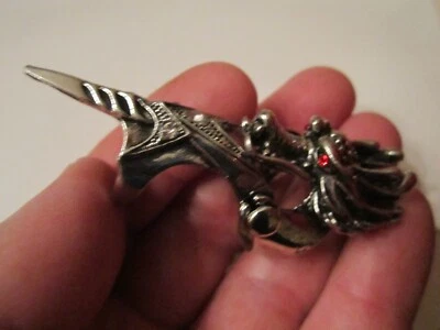 ANILLO DOBLE DEDO DRAGÓN CALAVERA ANILLO 3" LARGO - TALLA 8 - BBA-27 Foto 1 de 4