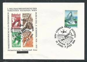 1984 AUSTRIA rocket mail commemorative cover - Schmiedl stamps, XXV COSPAR, GRAZ - Picture 1 of 1