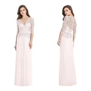 Jenny Packham Dress 8 Blush Lace Peplum Maxi Gown New - Picture 1 of 8