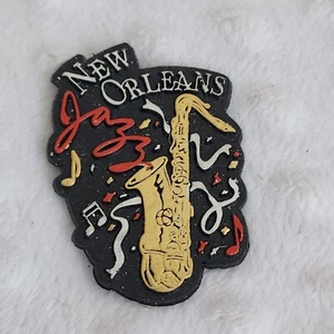 Vintage New Orleans Kühlschrankmagnet Jazz Musik Noten Saxophon Made USA MCL - Bild 1 von 12