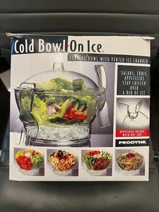 Prodyne Cold Bowl On Ice Acrylic 11”x9” Serving Bowl Vented Ice Chamber 6.5 Qt - Picture 1 of 5