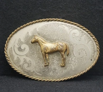 WE05121 IMPRESIONANTE HEBILLA DE CINTURÓN WESTERN VINTAGE AÑOS 70 *****CABALLO***** ARTE ANIMAL Foto 1 de 2