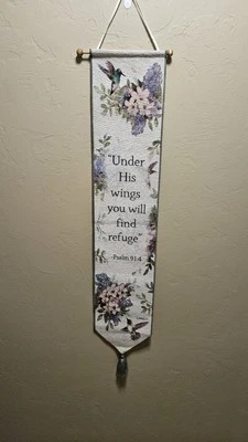 Wall Hanging Bible Verse Psalm 91:4 Tapestry Made in the USA - Image 1 of 4