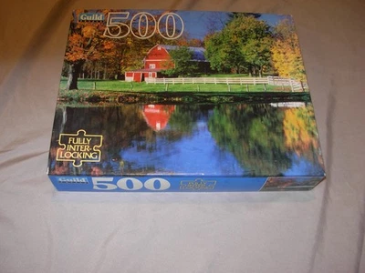 Guild puzzle 500 Pieces puzzle vintage Barn White fence 1995 Parker Brothers - Image 1 of 2