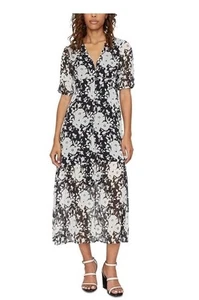 Sanctuary Neu mit Etikett Florence Maxikleid Puffärmel V-Ausschnitt schwarz & weiß Blumenmuster 10 neu - Bild 1 von 9