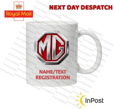 Personalised Mug MG & NAME Custom 325 ml Cup 6 Designs Two Sided white