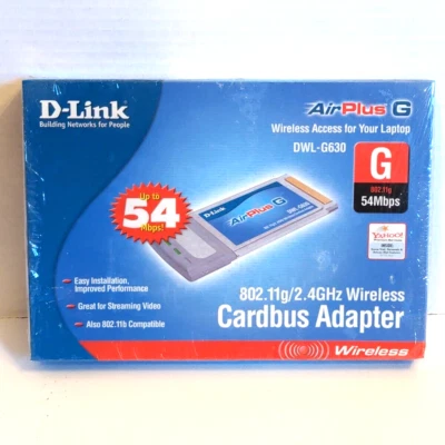 New D-Link AirPlusG DWL-G630 802.11g 2.4GHz Wireless Cardbus Adapter NEW - Image 1 of 4