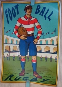 GRANDE ETIQUETTE jeu ancien  FOOTBALL / RUGBY pour fond  de jeu  old label  - Picture 1 of 1