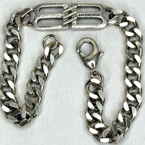 BRACCIALE GOURMETTE BALENCIAGA BB ICON IN TONO ARGENTO