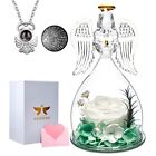  Rose Glass Angel Figurines Preserved Real Rose with I White Rose With Nacklace