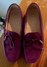 Tod's Shoes Gommino Driving Loafers Deep Purple/Pink Suede Sz EU 38.5 / US 8.5