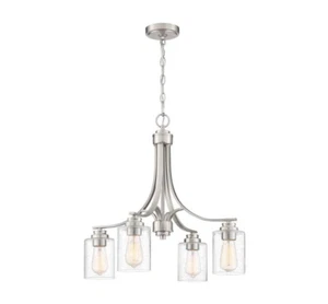 Bolden 4-Light Brushed Nickel Finish Chandelier w/ Seeded Glass Shades - Picture 1 of 4