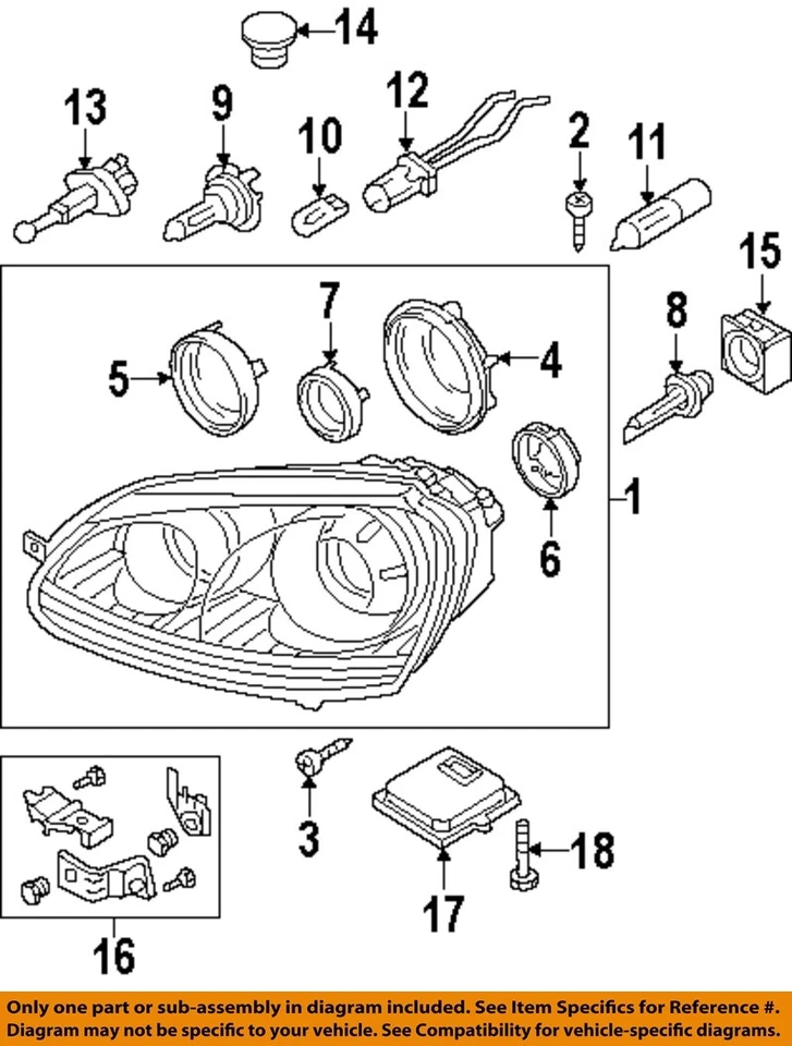 VOLKSWAGEN OEM 06-10 GTI Lámparas Delanteras Componentes Faro-Anillo de Retención 1T0941621 Foto 1 de 1