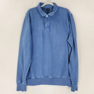 Maglione J Crew uomo extra large blu rugby vintage lavaggio colletto pullover casual - Foto 1 di 10