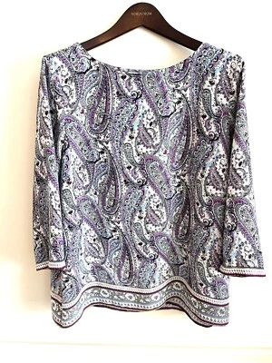 Blusa para mujer Jill XL floral cachemira túnica artística manga 3/4 espalda cuello redondo Foto 1 de 4