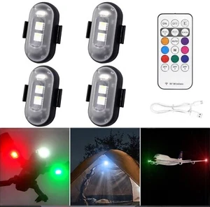 4PCS Wireless RGB LED Strobe Lights with Remote Control, 8 Colors USB Charing - Picture 1 of 12