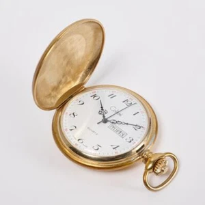 Vintage Colibri Swiss Gold Tone Quartz Pocket Watch Needs Battery - Picture 1 of 7