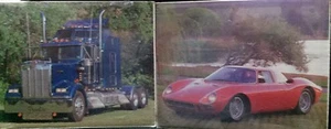 2 stampe KENWORTH SEMI CAMION BLU e FERRARI ROSSI - Foto 1 di 4